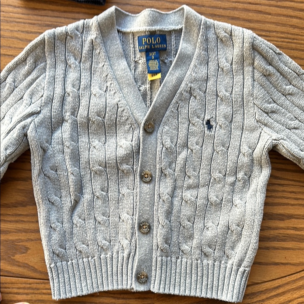 Polo Ralph Lauren Gray Cable Knit Cardigan